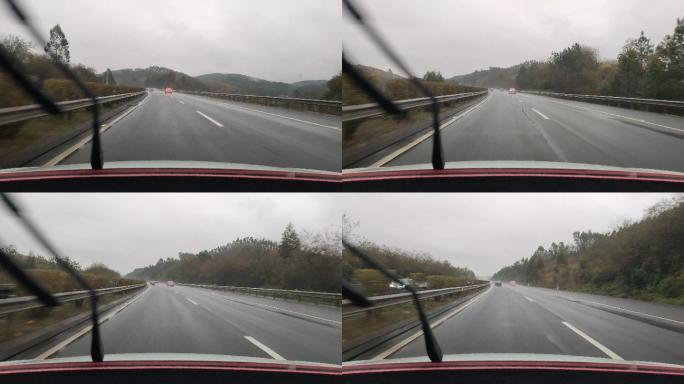 春节复工返程高速阴雨天开车行车记录仪视频