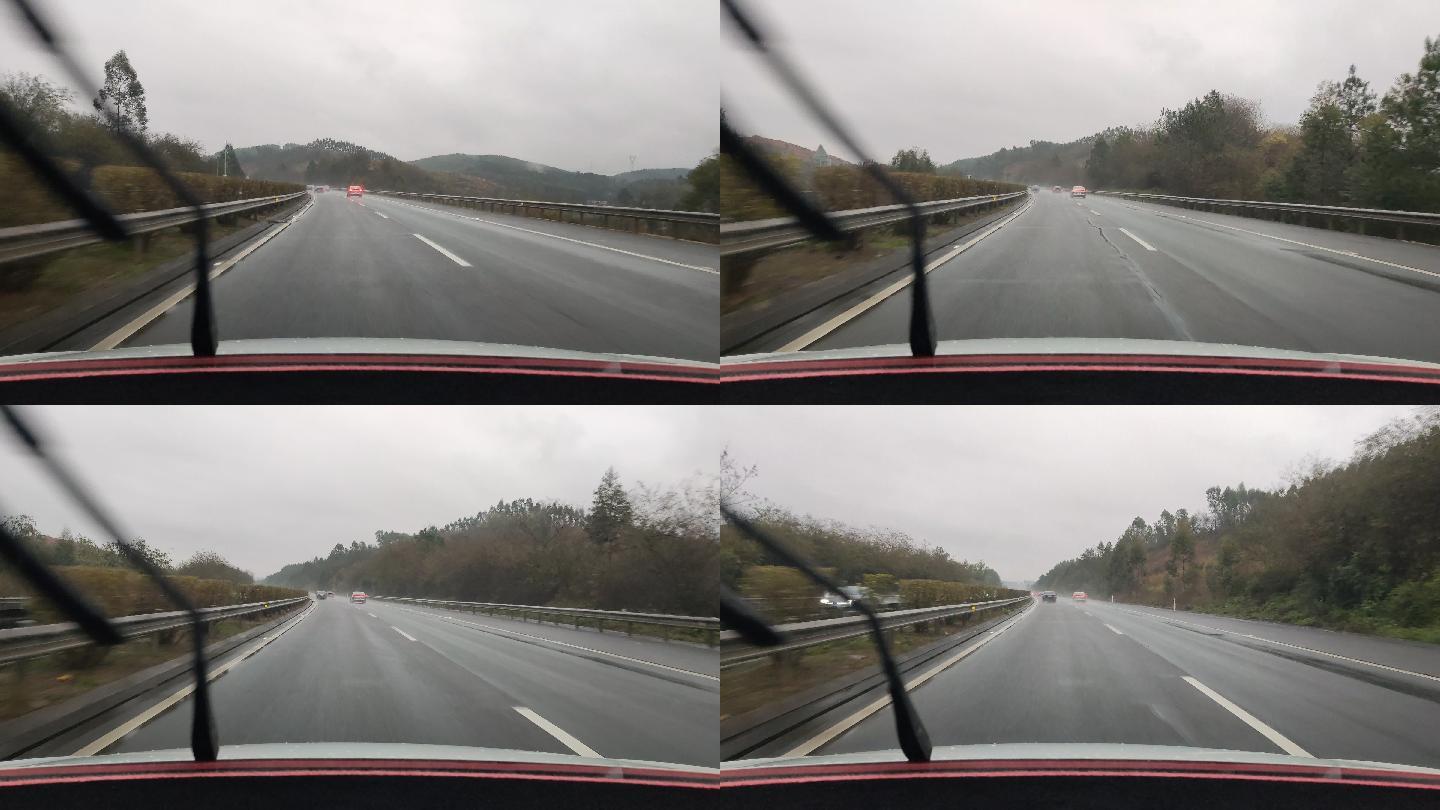 春节复工返程高速阴雨天开车行车记录仪视频