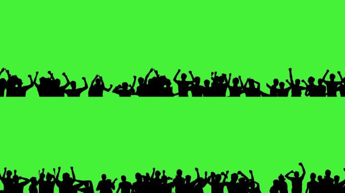 一群粉丝在绿色屏幕上跳舞