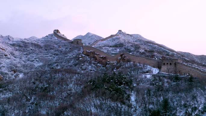 北京延庆八达岭长城雪景