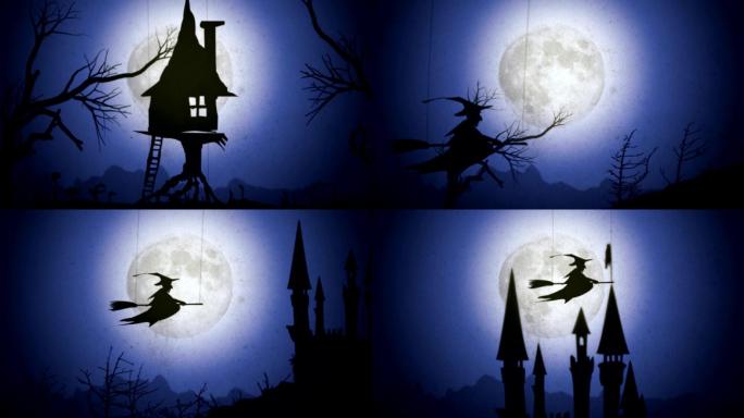 女巫的夜间飞行动漫动画片蝙蝠