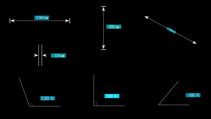 【4K】12款常用测量测距角度标注模板