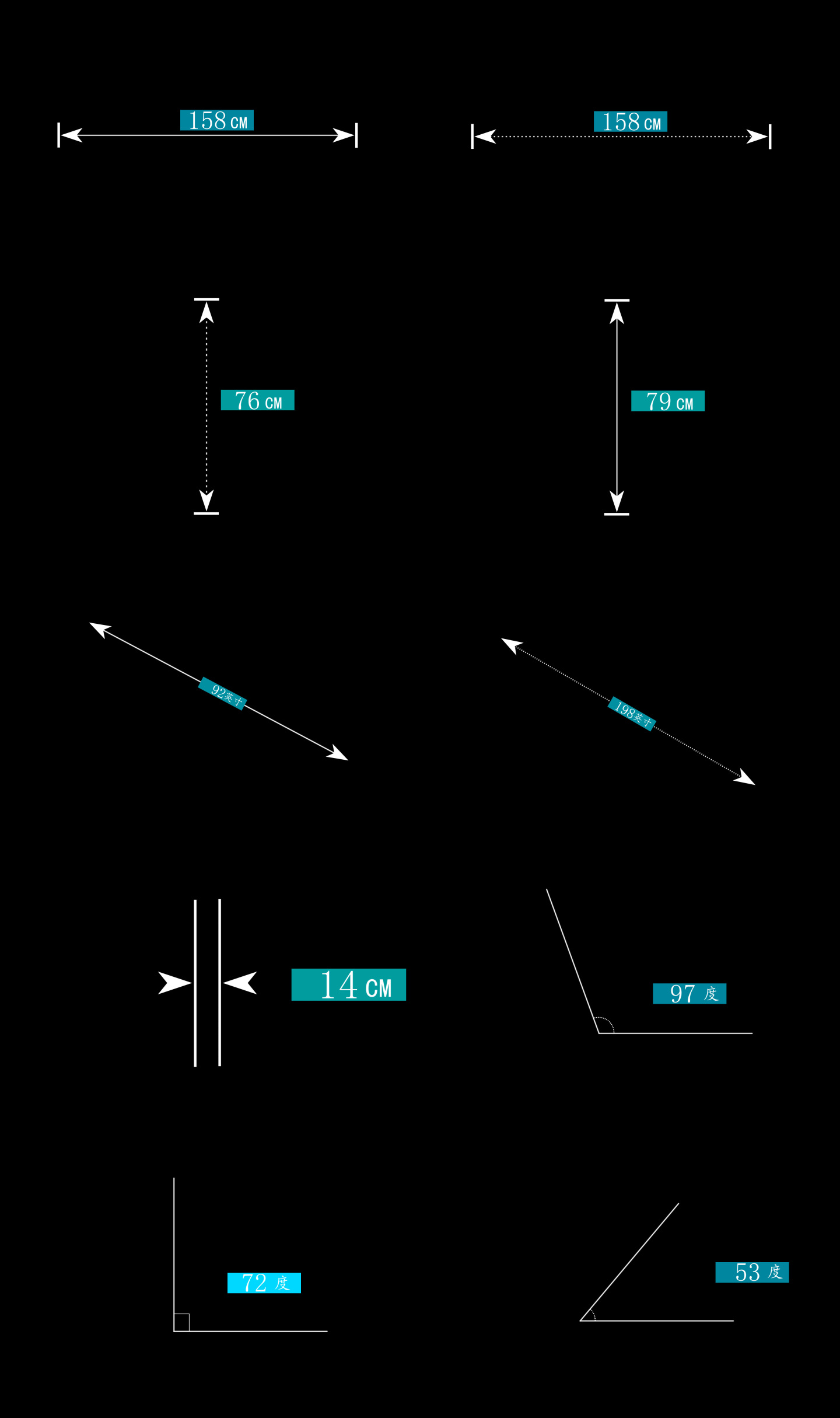 【4K】12款常用测量测距角度标注模板