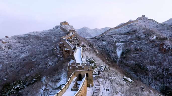北京延庆八达岭长城雪景