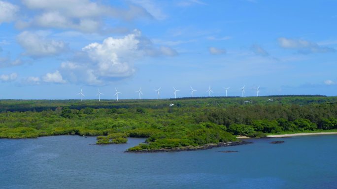 海边风力发电风车航拍素材