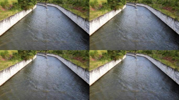 大坝水流水渠水利实拍视频风光风景