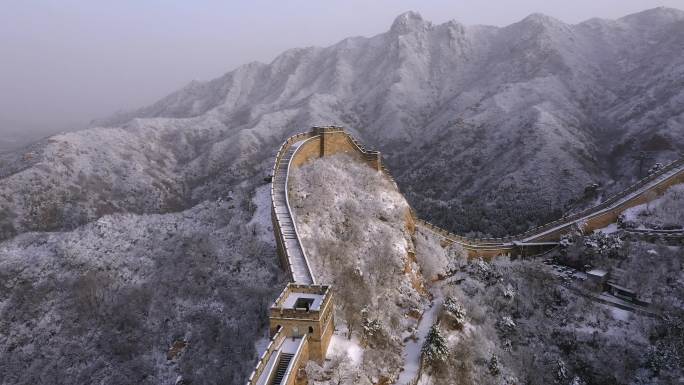 北京延庆八达岭长城雪景