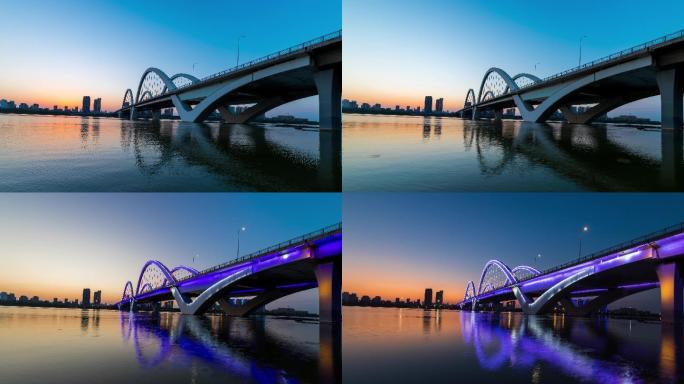 4K正版视频山东省临沂市沂河桥延时视频
