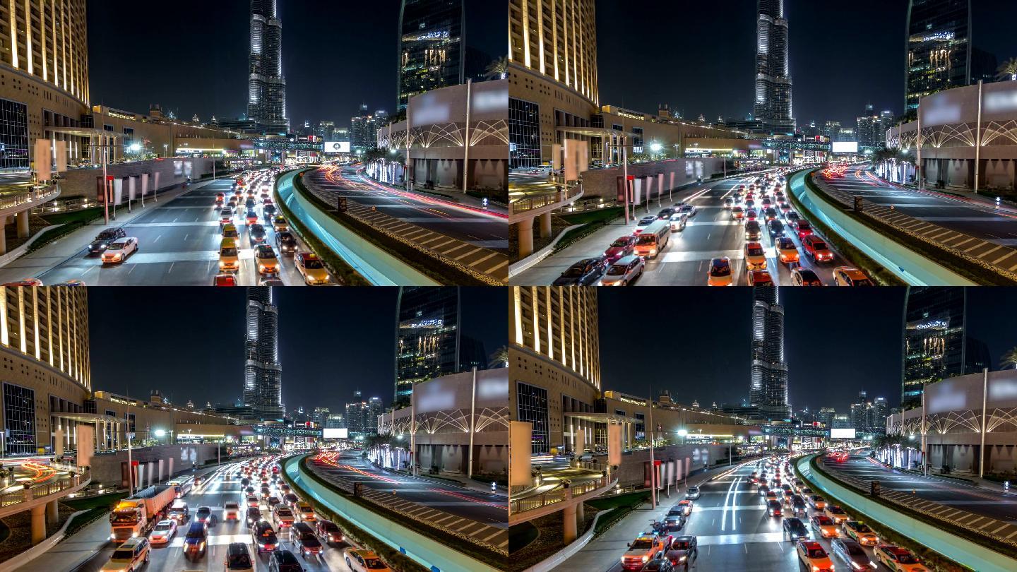 阿联酋迪拜夜间交通