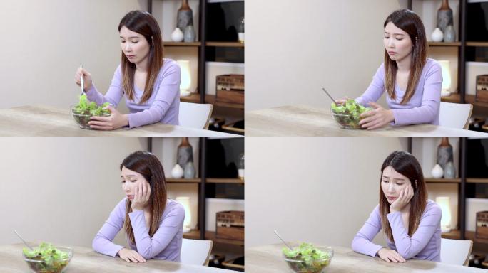 女性不想吃蔬菜。水果蔬菜沙拉减肥厌食挑食