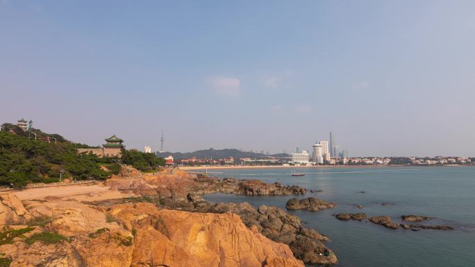 青岛鲁迅公园水族馆海边延时