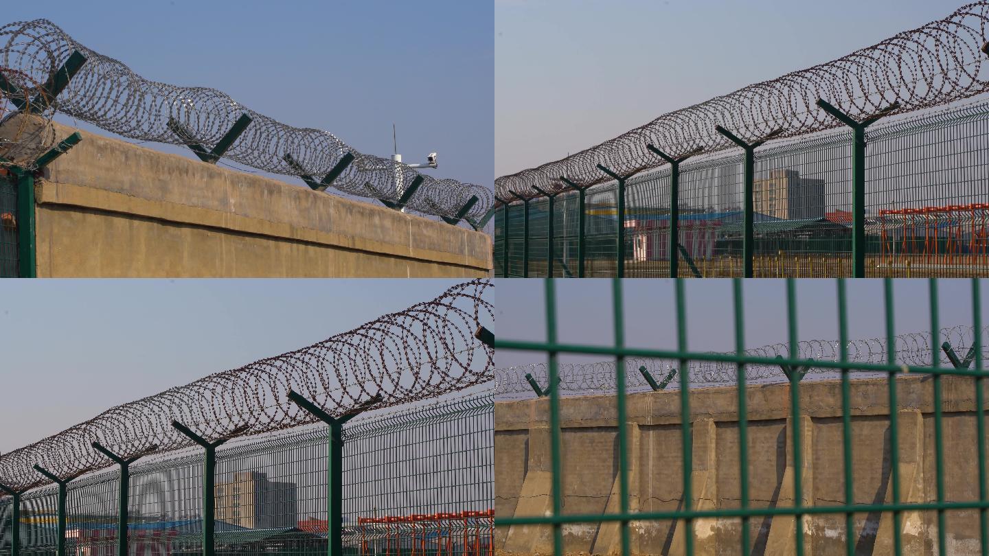 4k实拍 铁丝网 铁蒺藜 铁刺 围墙