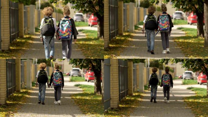 一起回家的小孩子孩子笑脸开心高兴教育校车