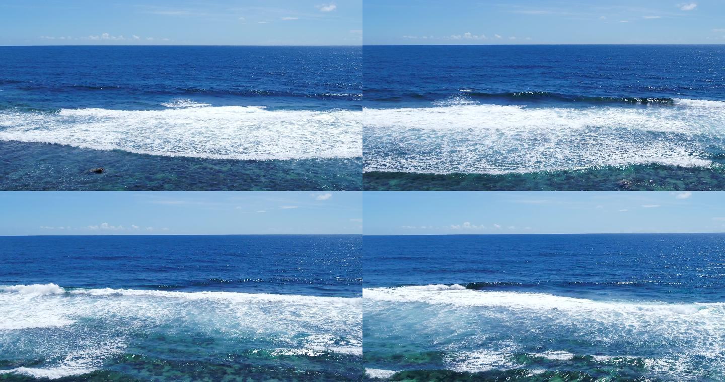 白色滚滚海浪向前推进的航拍素材