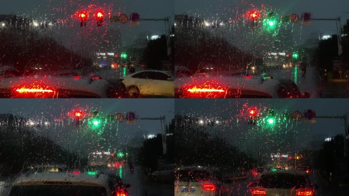 傍晚车窗雨水氛围感视频素材