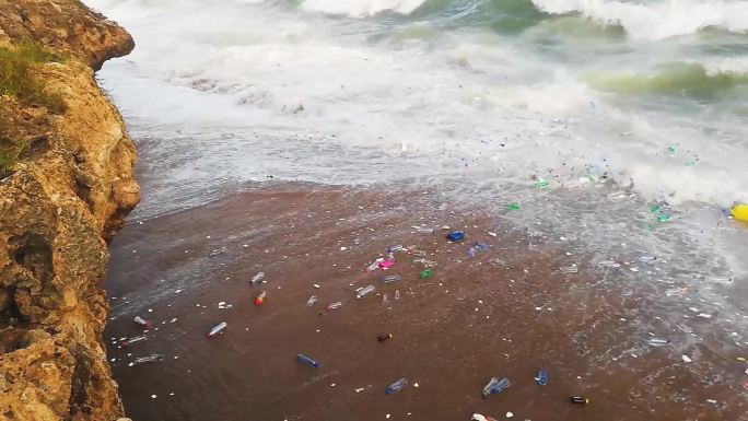 塑料垃圾污染了海滩