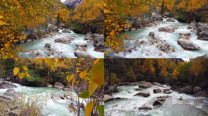 西藏318国道川藏线米堆峡谷的溪流