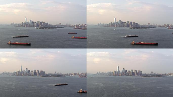 城市鸟瞰图城市航拍美国海岸线