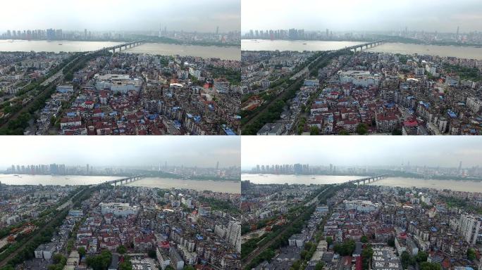 中国武汉市鸟瞰图城市建筑快速发展航拍延时