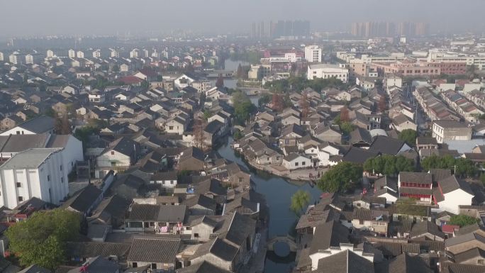 浙江绍兴东浦古镇城市高清航拍素材