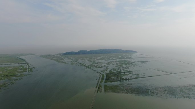 航拍湖南岳阳洞庭湖君山岛