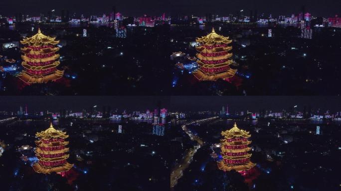 武汉夜景-黄鹤楼、武汉长江大桥