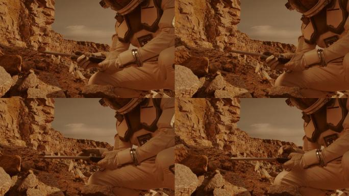 宇航员分析火星土壤