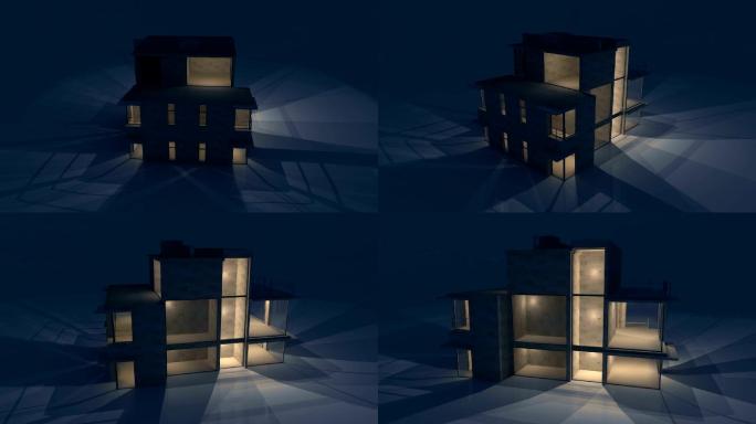 现代住宅的渲染3D三维动画房市住宅城市建