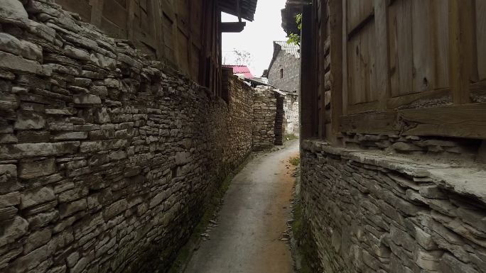 贵州石板石片房老街道