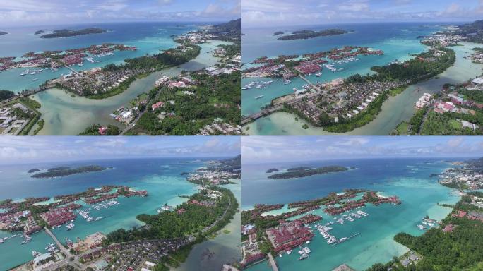 塞舌尔群岛 4k 高空航拍远景 原素材