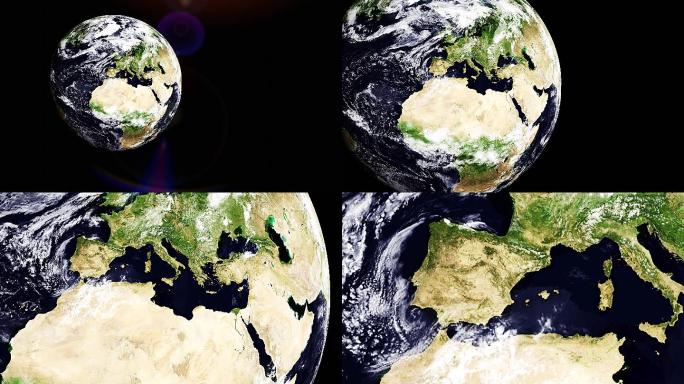 地球放大到西班牙-3d动画