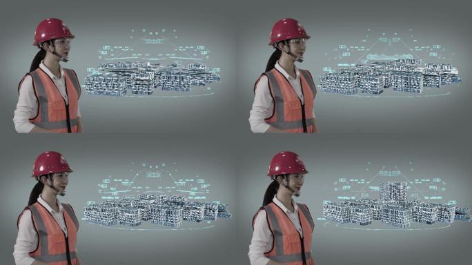 亚洲女工程师在虚拟BIM世界中演讲