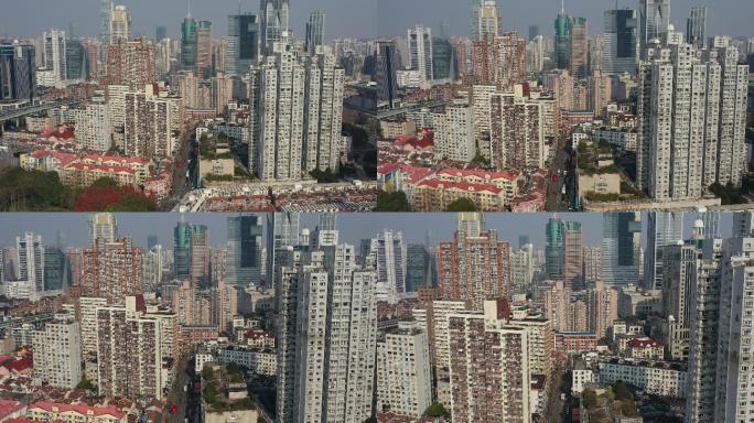 4K原素材-航拍上海城市地标高楼大厦
