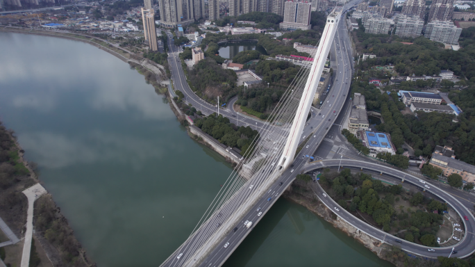 5.4K长沙二环线跨浏阳河大桥航拍空镜