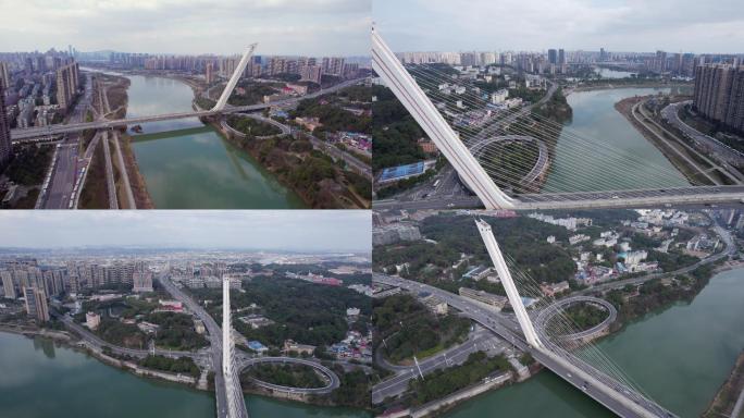 5.4K长沙二环线跨浏阳河大桥航拍空镜