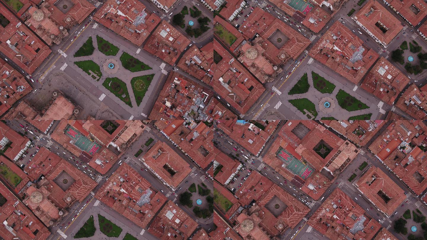 秘鲁航拍 4k 俯拍秘鲁大教堂 城市街景