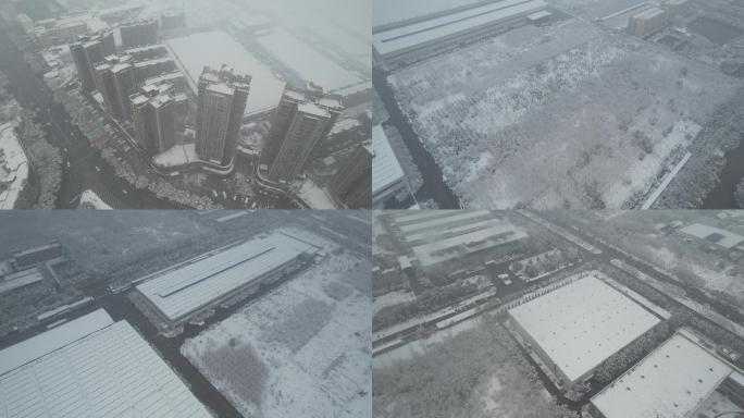 4K湖北安陆2022年初大雪航拍