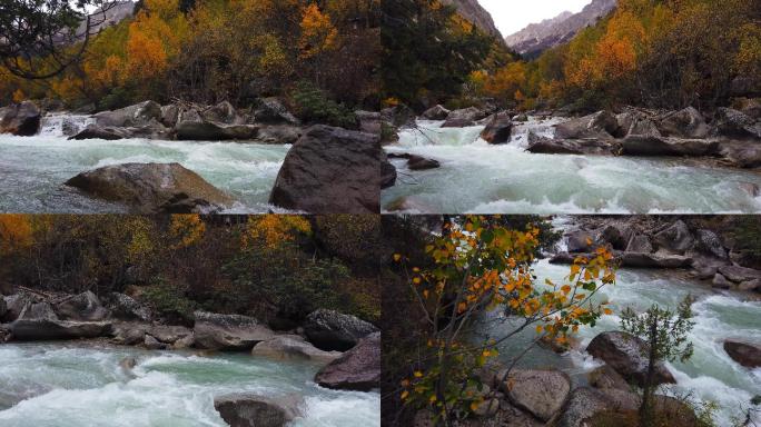 西藏318国道米美小峡谷的溪流