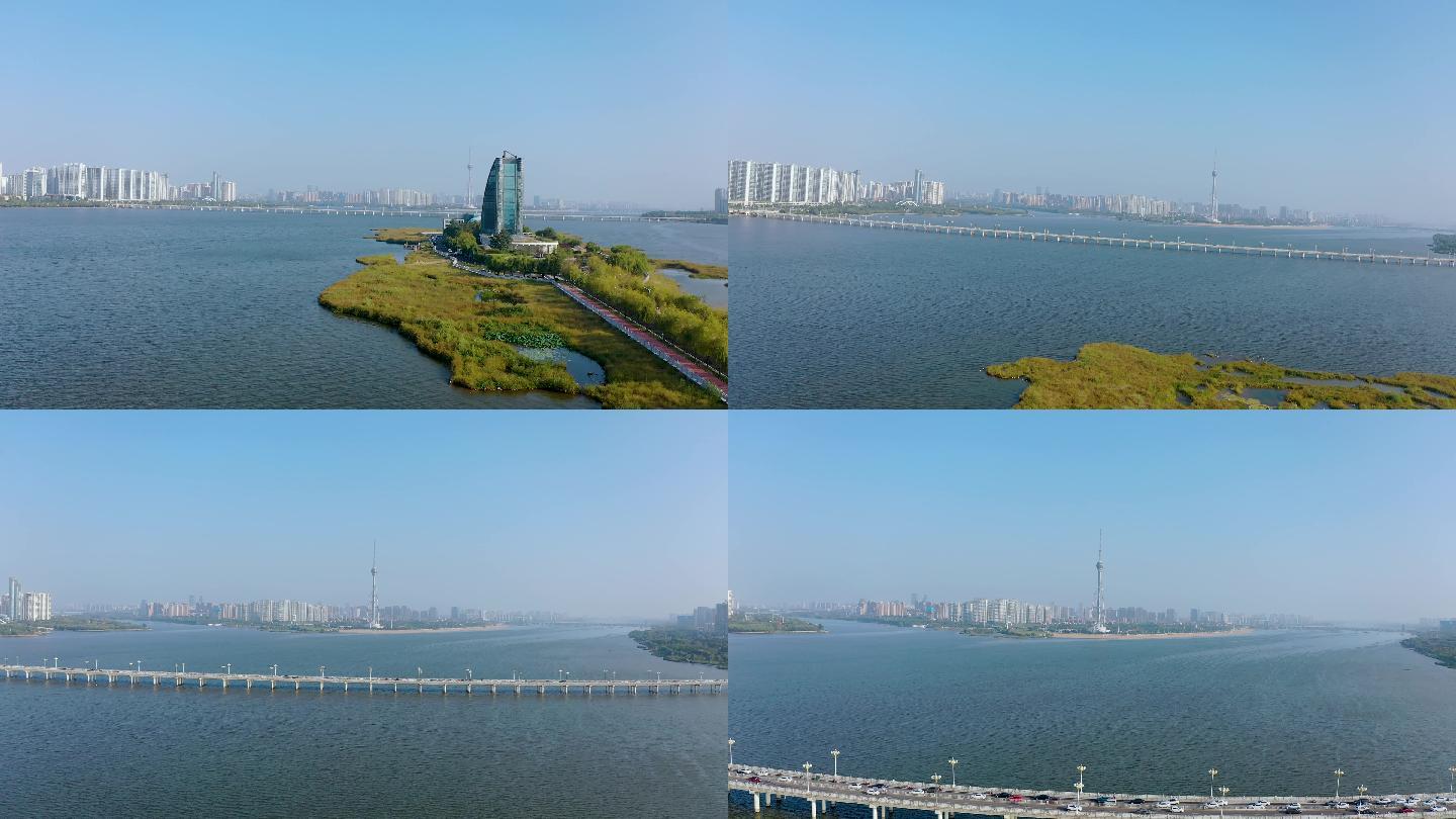 4K正版视频航拍山东省临沂市沂河风景
