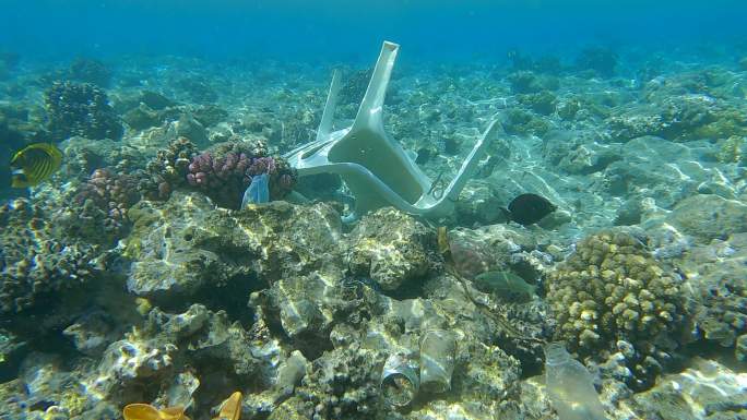 海底的塑料污染大海浅海环境