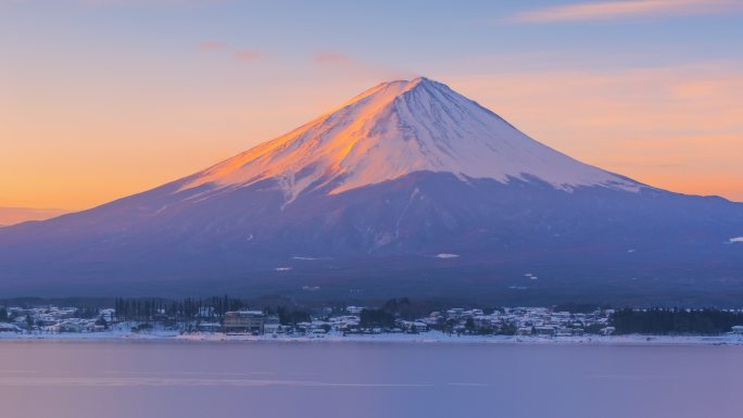 日本冬季富士山延时日出场景