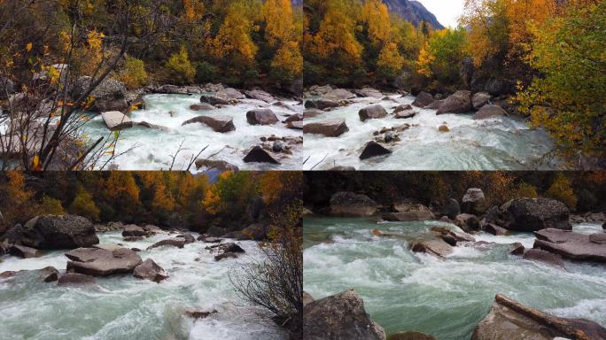 西藏318国道旁米堆峡谷的溪流