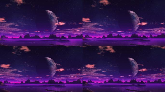 紫色夜空背景梦幻空间星际旅行唯美夜空
