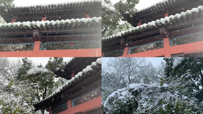 山寺雪景寺庙下大雪门前雪景