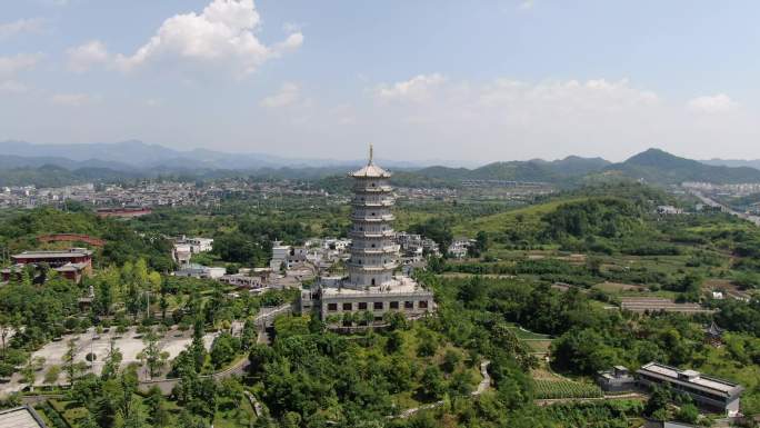 航拍贵阳大兴国寺大善塔