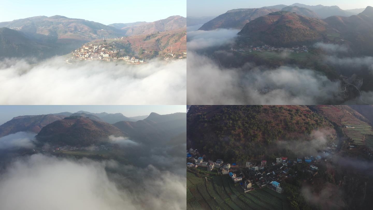 大山里云雾缭绕的村寨