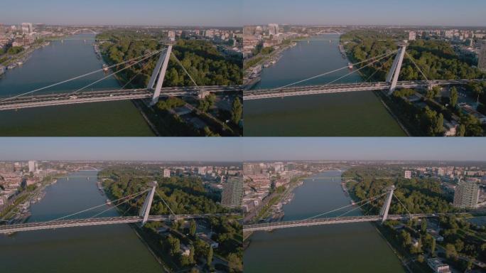 多瑙河斜拉桥鸟瞰图