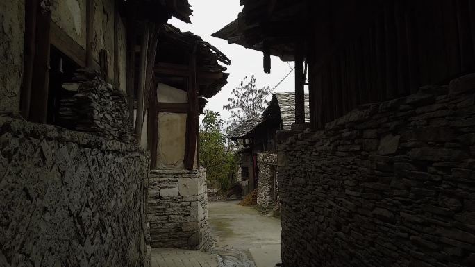 贵州石板石片房老街道
