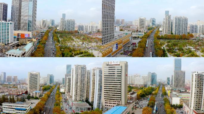 4K航拍视频山东省临沂市沂蒙路城市风景