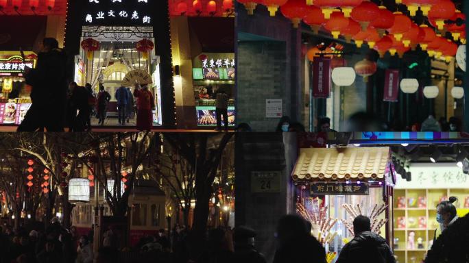 北京前门大街春节夜景人流